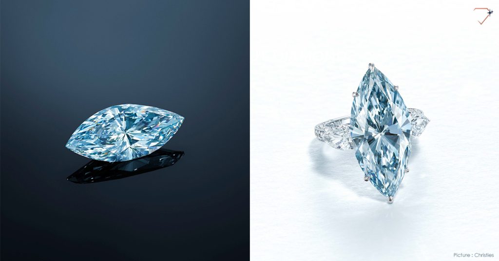 12 Carat marquise blue diamond sells for 16M at Christies